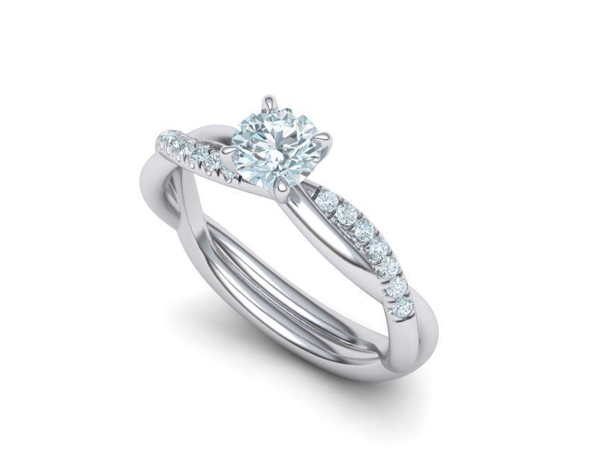 Twisted Wedding Set with 5mm Stone French Pave Setting 3D Model Collection_8