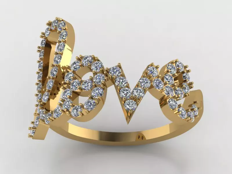Love Ring with Diamonds 3D print model