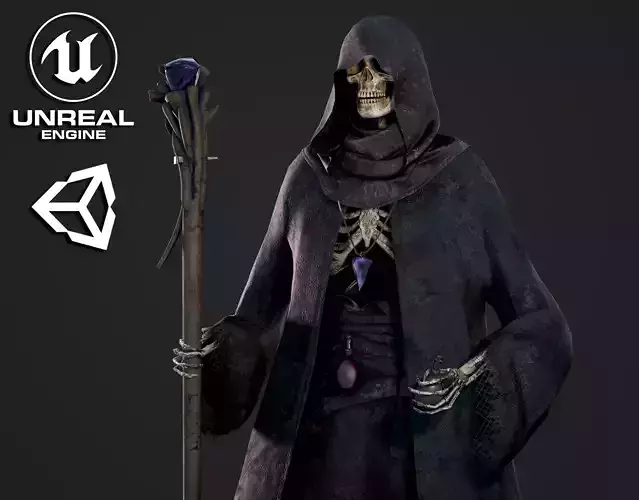 Skeleton Mage - Game Ready Low-poly 3D model