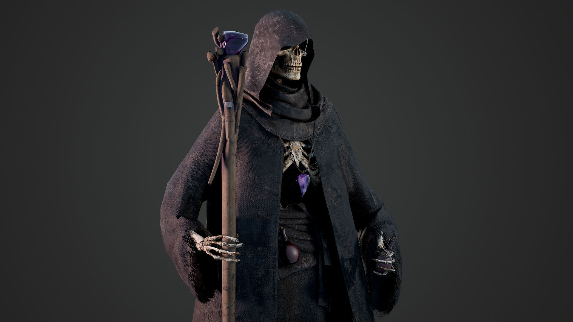 Skeleton Mage - Game Ready Low-poly 3D model_16