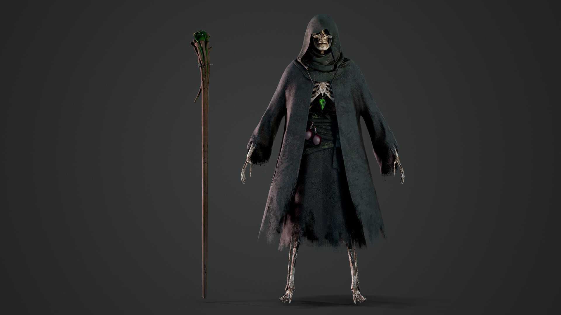 Skeleton Mage - Game Ready Low-poly 3D model_13