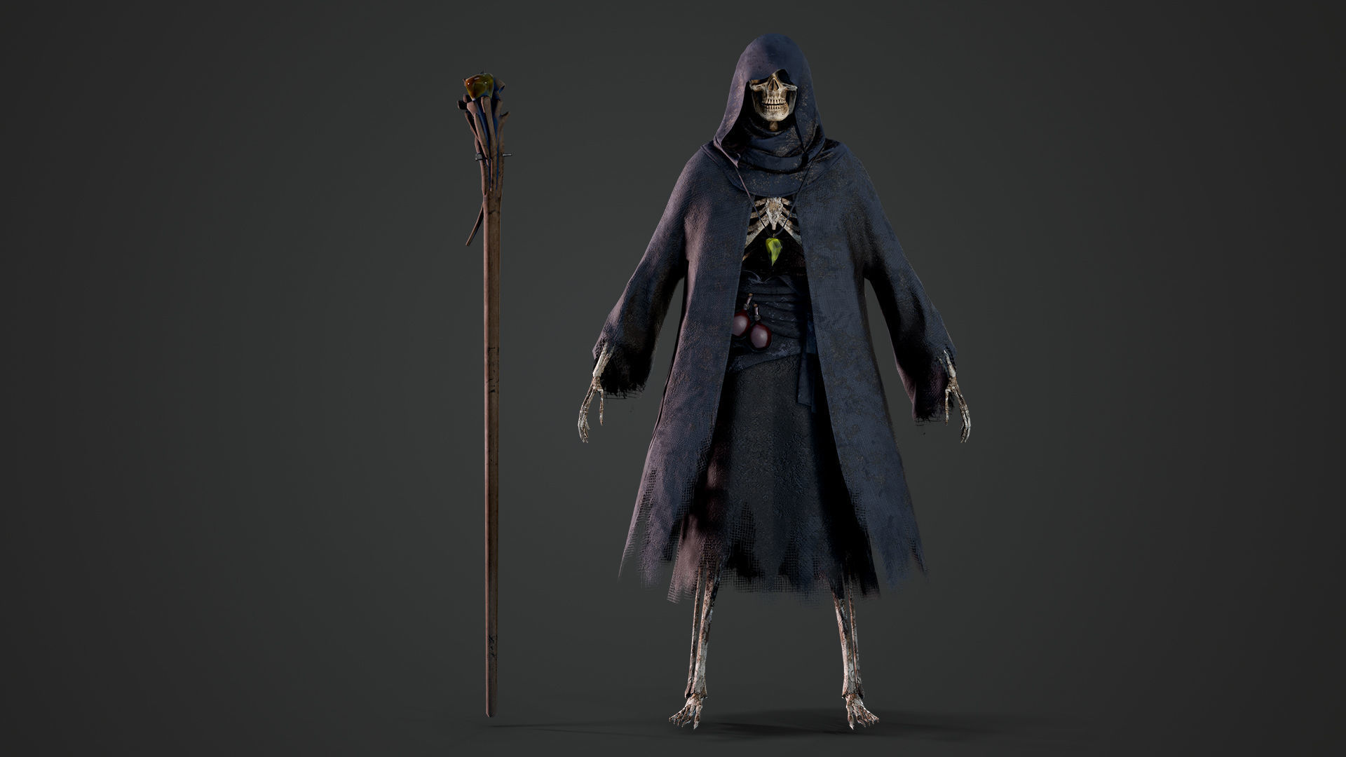 Skeleton Mage - Game Ready Low-poly 3D model_15