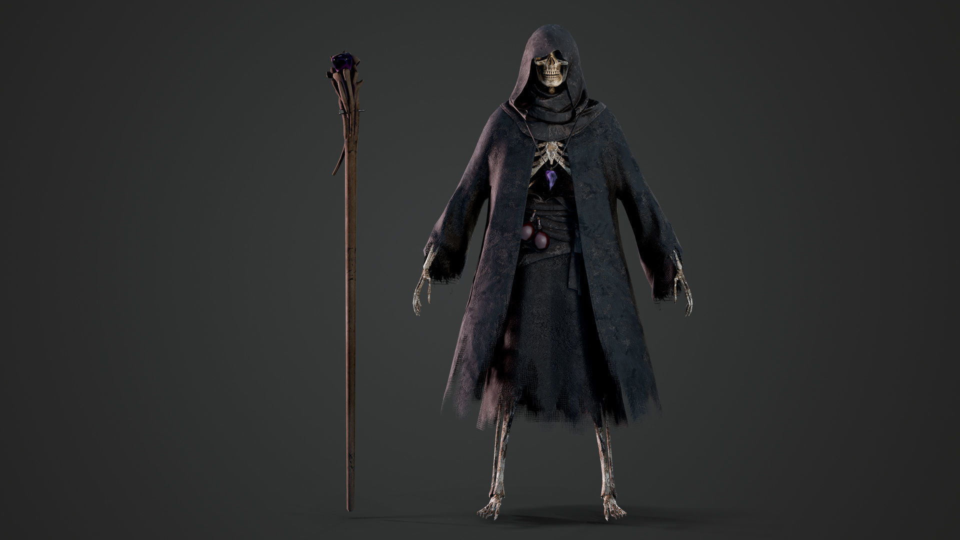 Skeleton Mage - Game Ready Low-poly 3D model_11