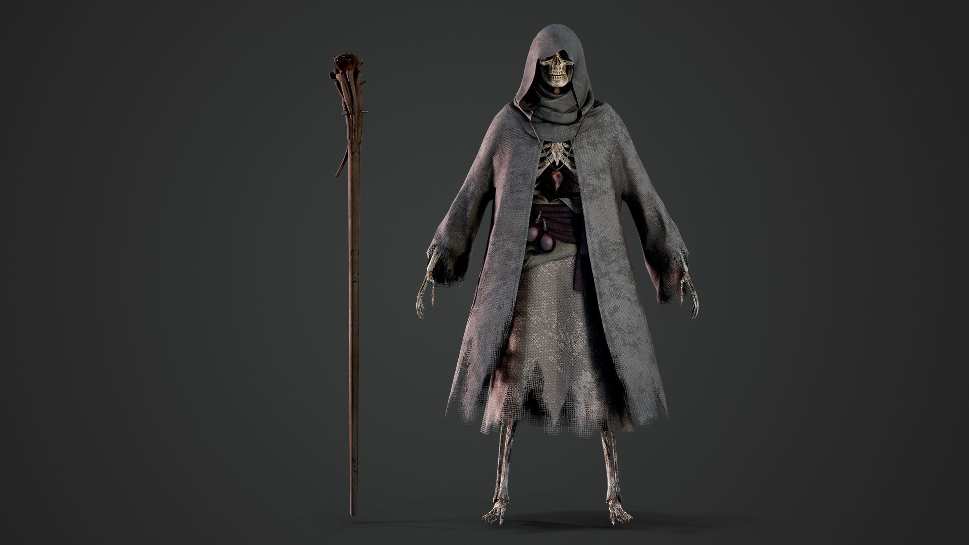 Skeleton Mage - Game Ready Low-poly 3D model_14