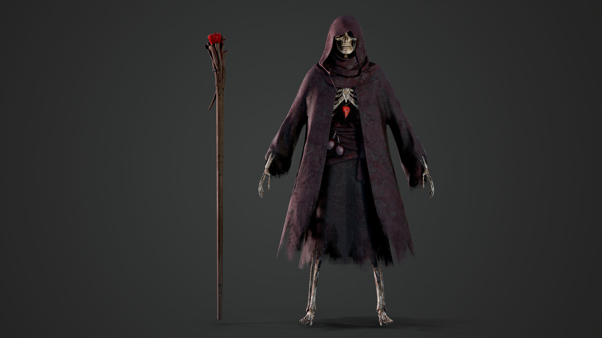 Skeleton Mage - Game Ready Low-poly 3D model_12