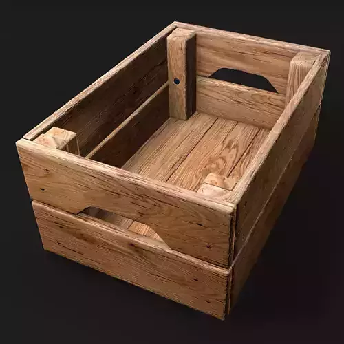 Realistic of wooden crate with PBR textures