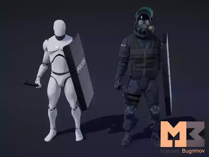 Weapon And Shield Animations UE4 3D model