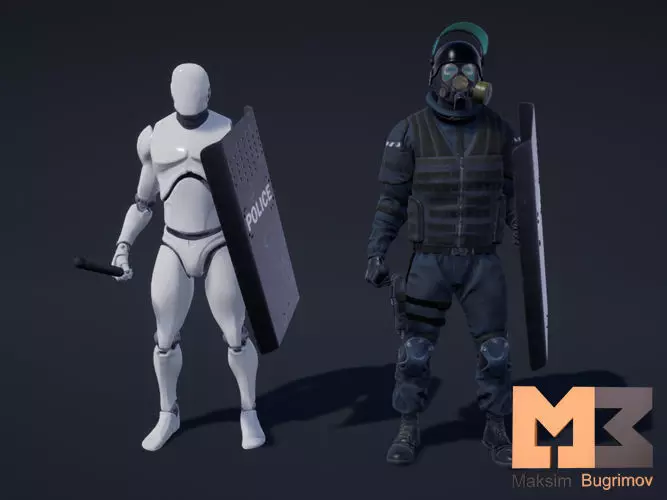 Weapon And Shield Animations UE4 3D model_0