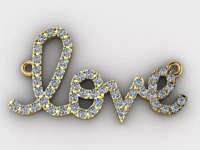 Love Pendant with Diamonds 3D print model