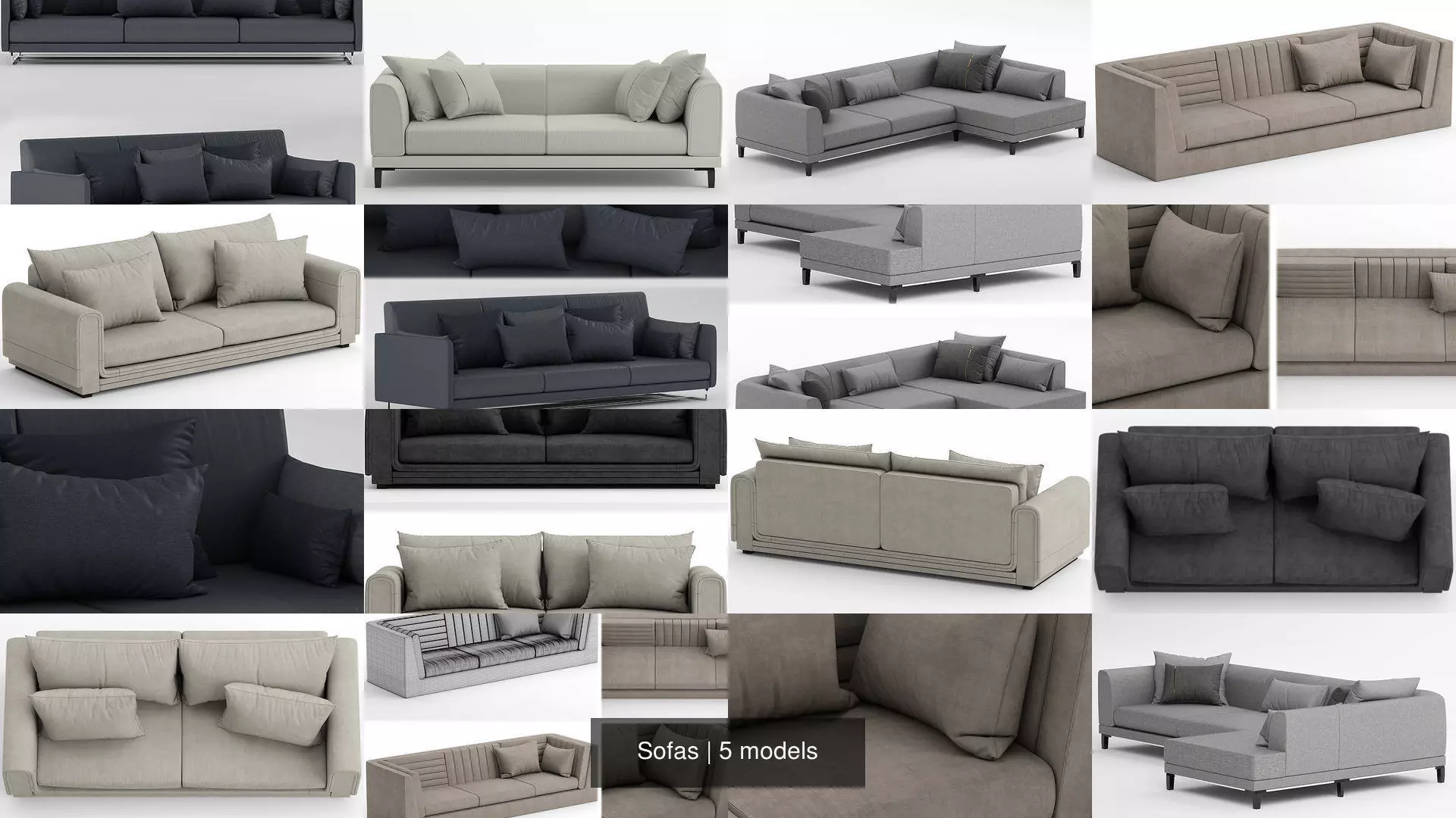 Sofas sofa with pillows 3D Model Collection_0