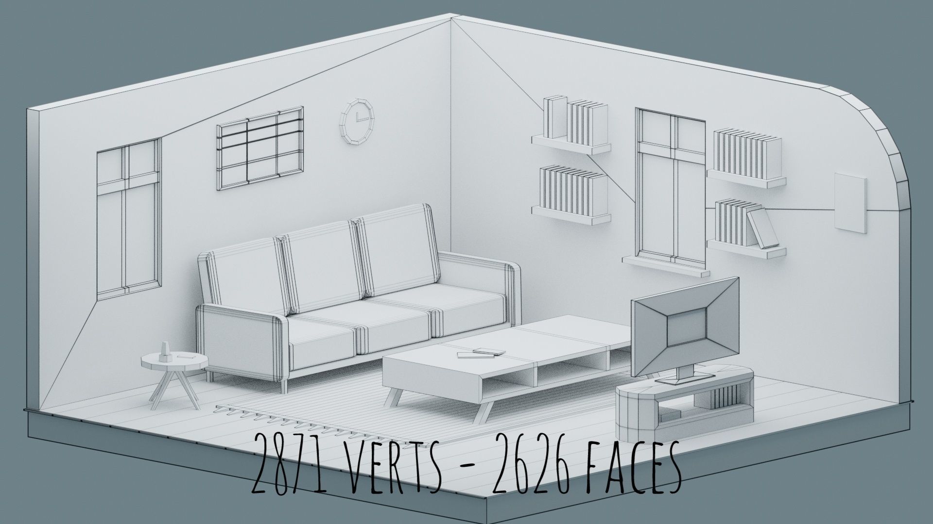 Big Low-Poly Rooms Pack - 20 Rooms 3D Model Collection_36