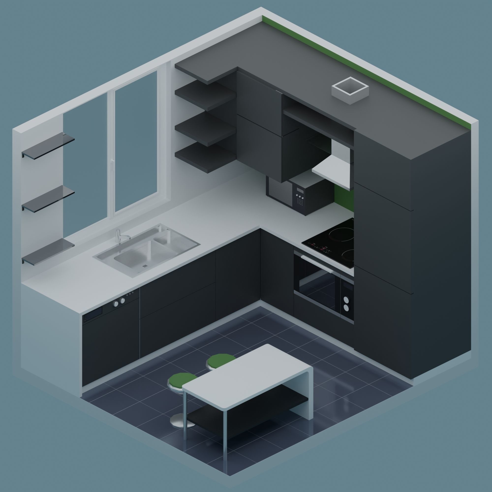 Big Low-Poly Rooms Pack - 20 Rooms 3D Model Collection_27