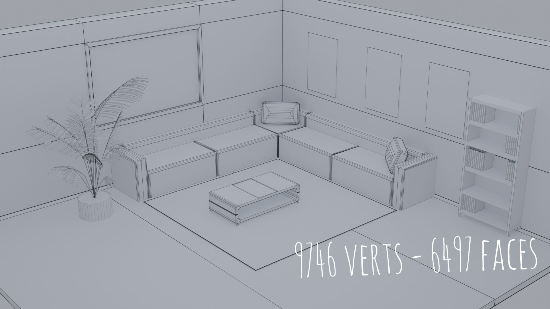 Big Low-Poly Rooms Pack - 20 Rooms 3D Model Collection_32