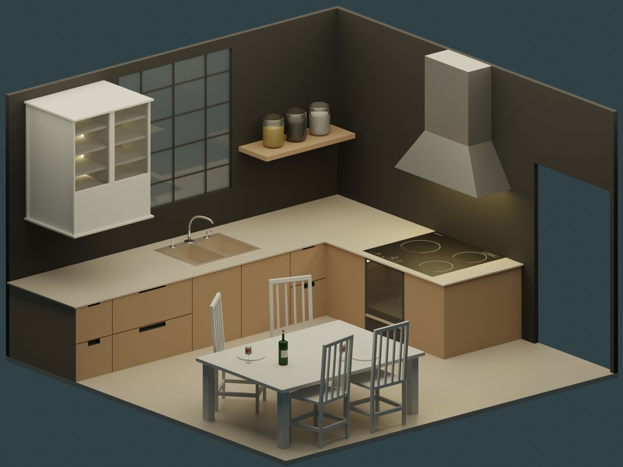 Big Low-Poly Rooms Pack - 20 Rooms 3D Model Collection_23
