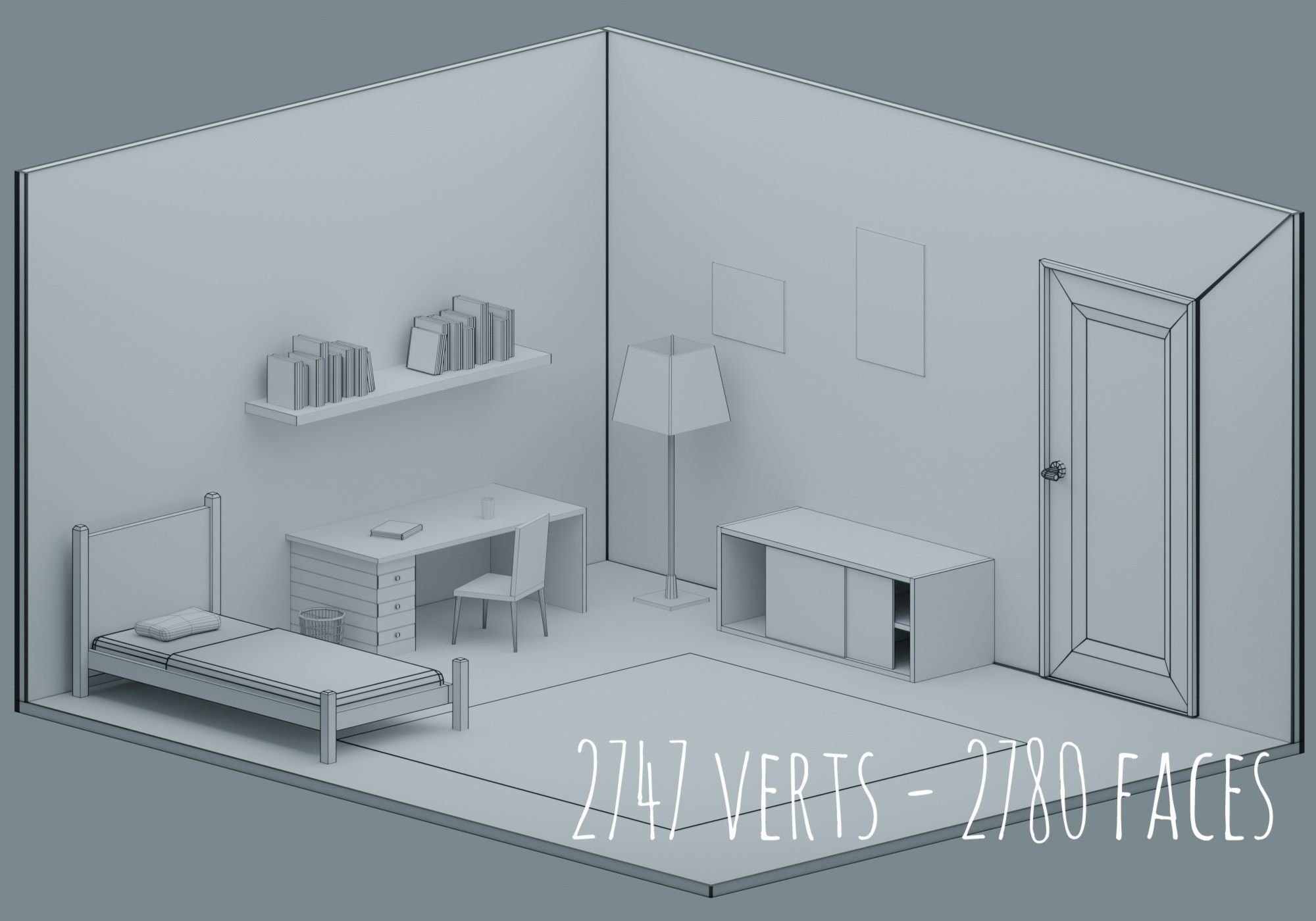 Big Low-Poly Rooms Pack - 20 Rooms 3D Model Collection_18