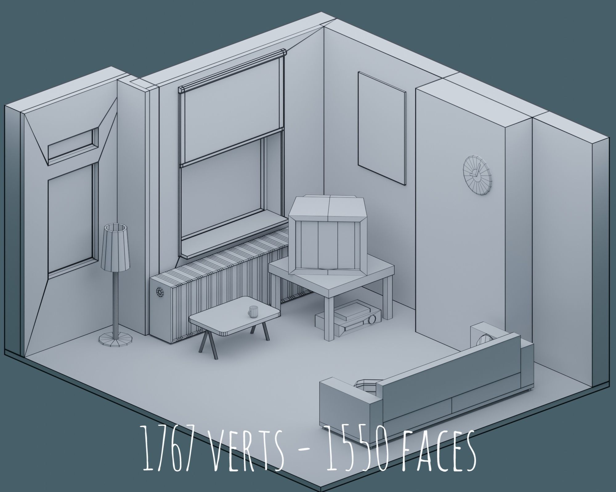 Big Low-Poly Rooms Pack - 20 Rooms 3D Model Collection_40