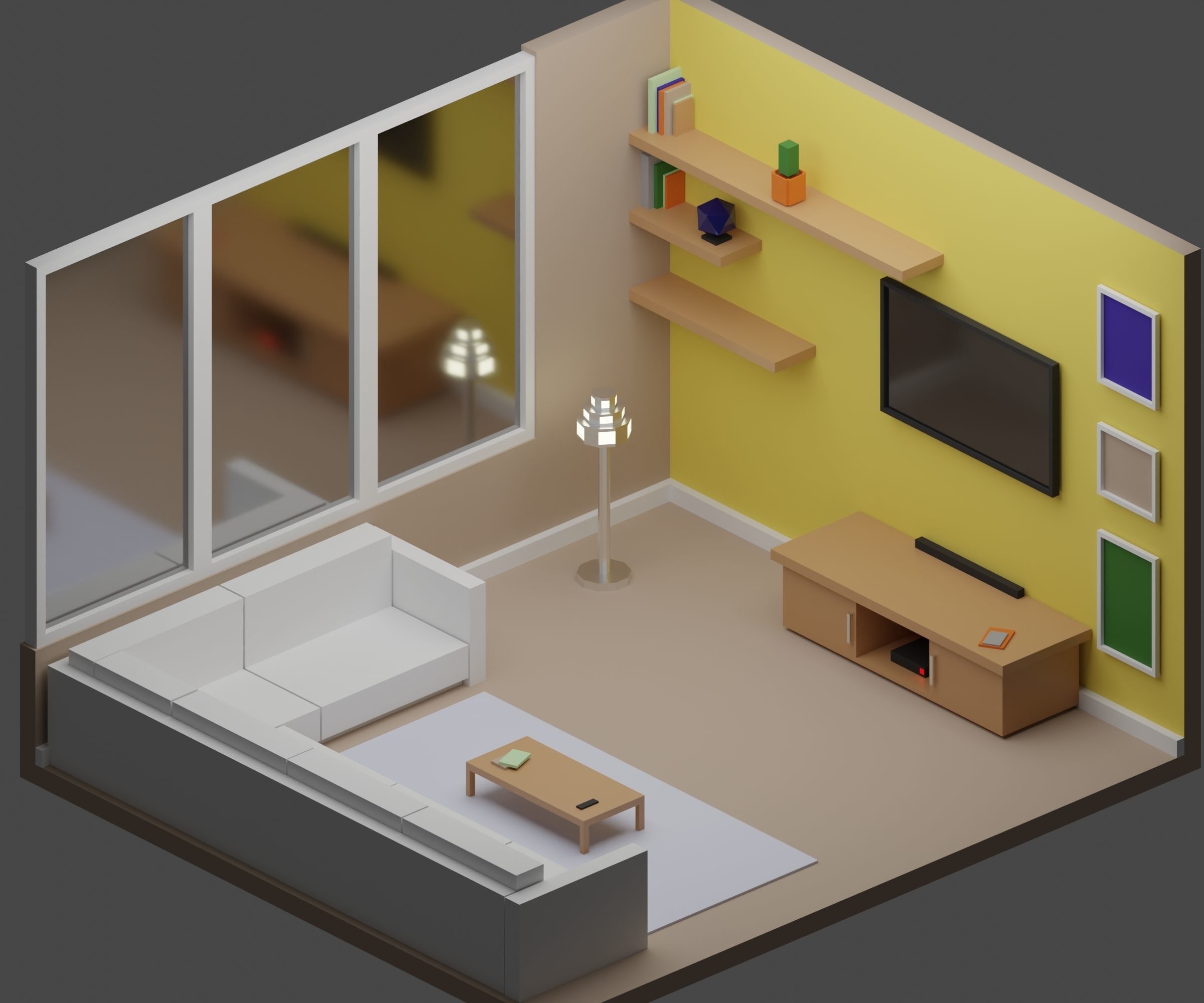 Big Low-Poly Rooms Pack - 20 Rooms 3D Model Collection_33