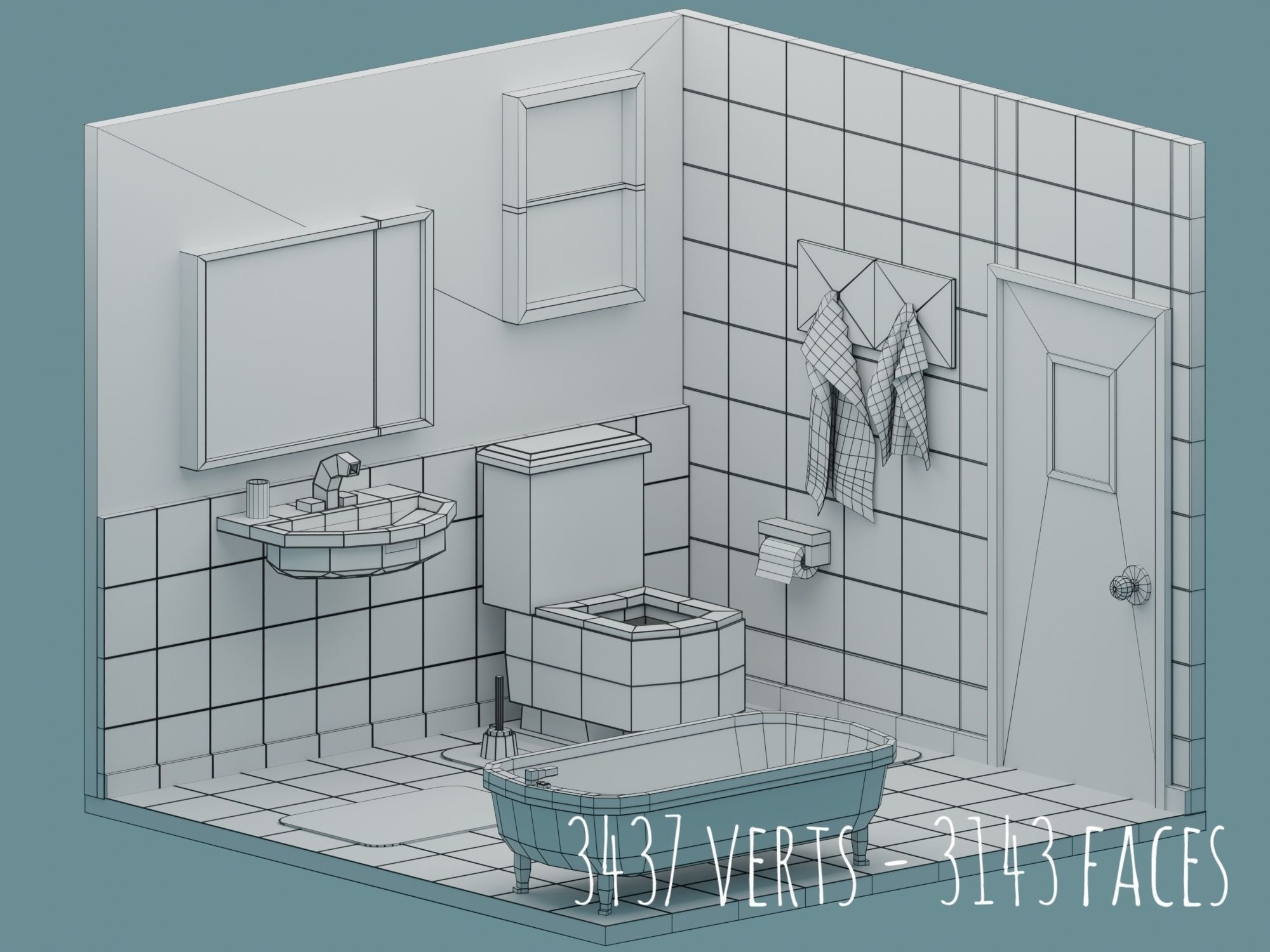 Big Low-Poly Rooms Pack - 20 Rooms 3D Model Collection_4