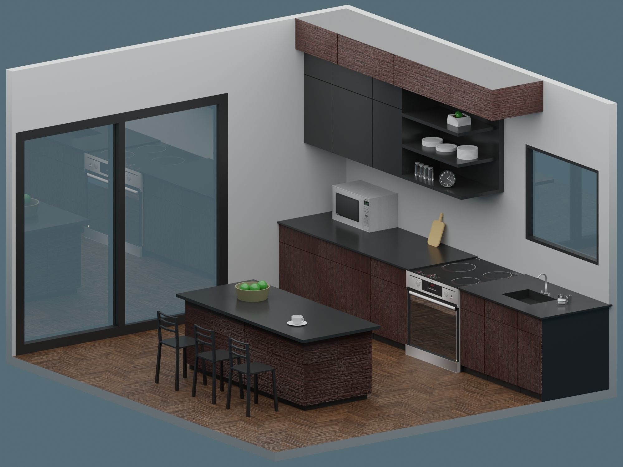 Big Low-Poly Rooms Pack - 20 Rooms 3D Model Collection_21