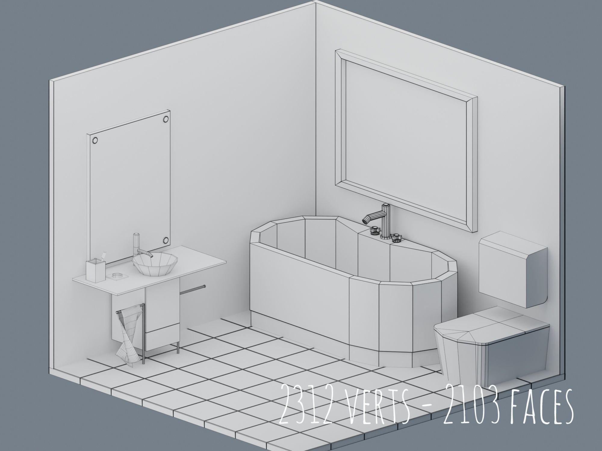 Big Low-Poly Rooms Pack - 20 Rooms 3D Model Collection_10