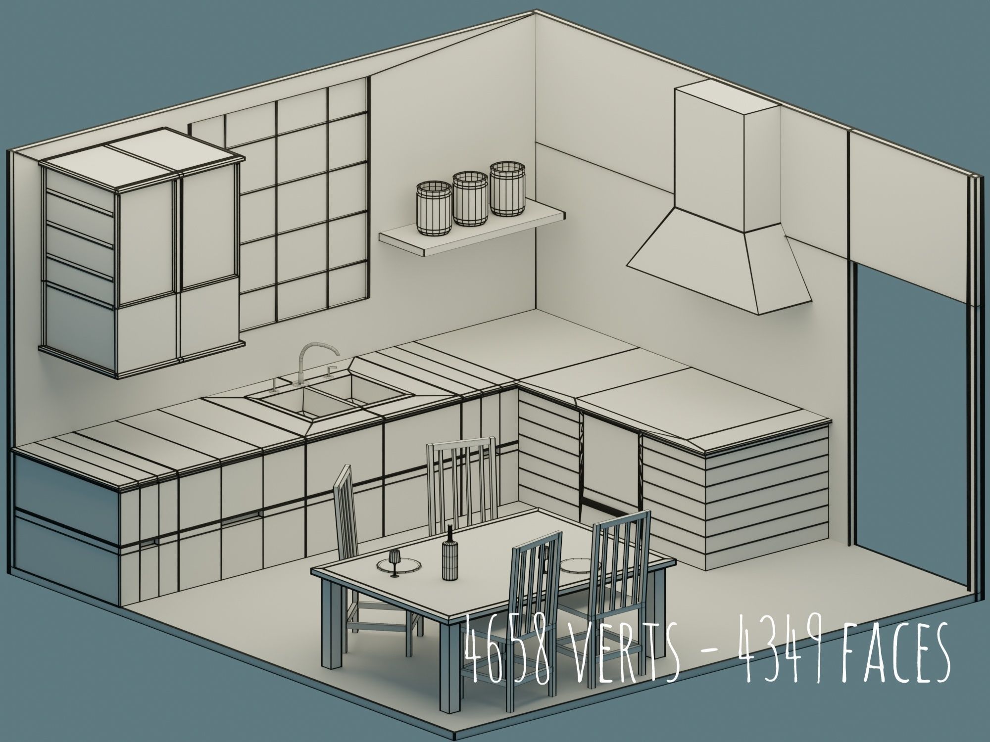 Big Low-Poly Rooms Pack - 20 Rooms 3D Model Collection_24