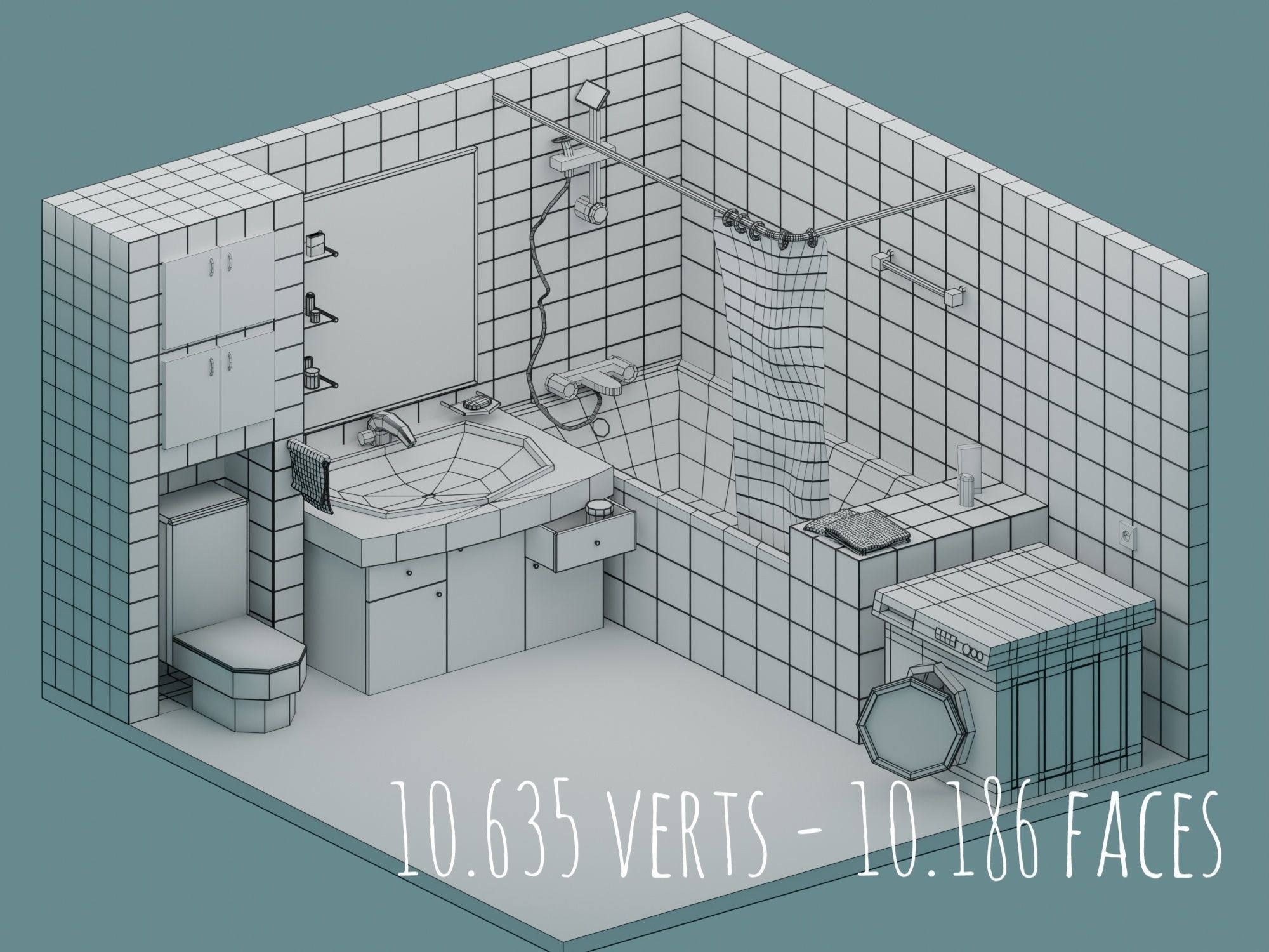 Big Low-Poly Rooms Pack - 20 Rooms 3D Model Collection_8