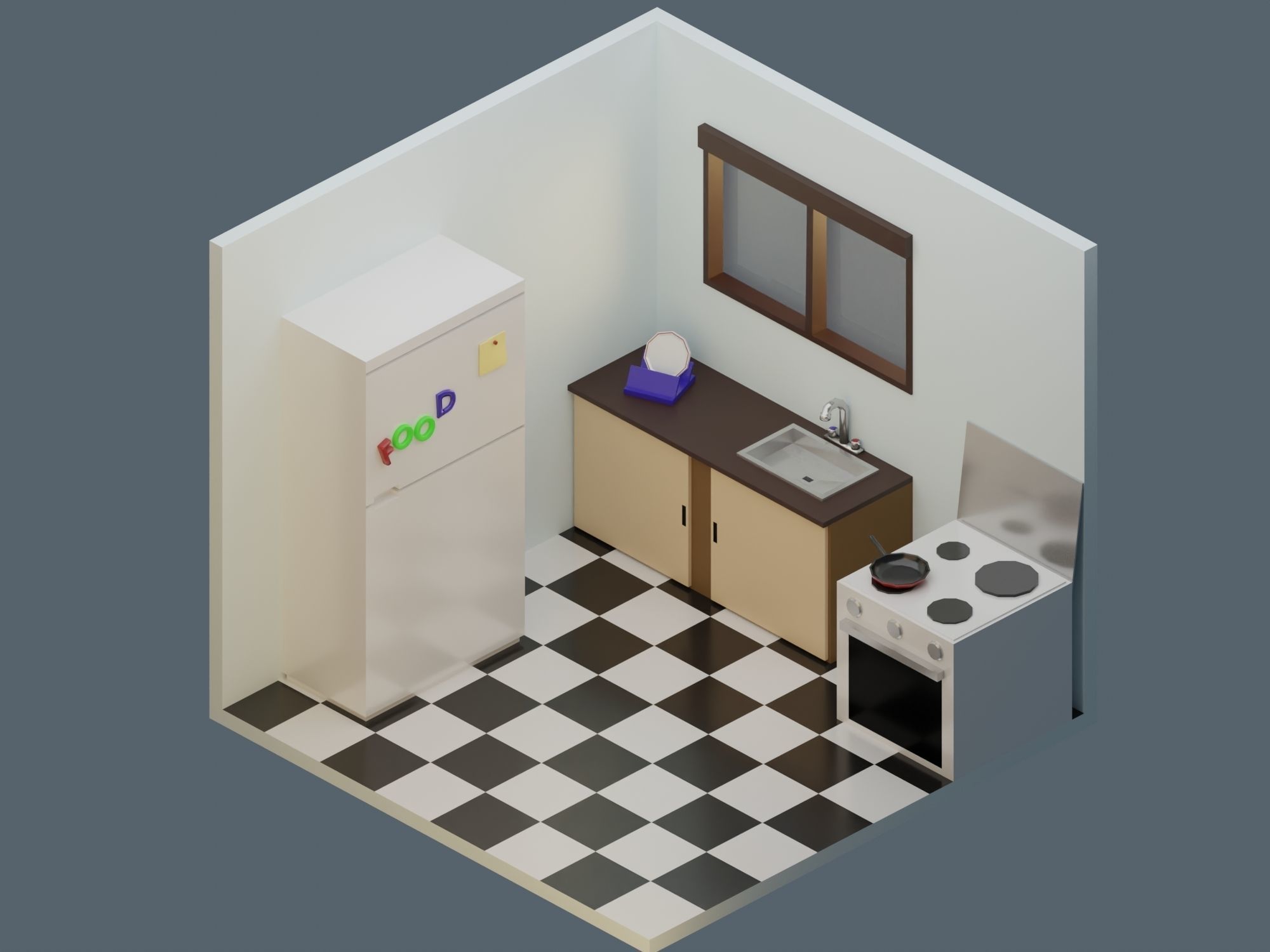 Big Low-Poly Rooms Pack - 20 Rooms 3D Model Collection_25