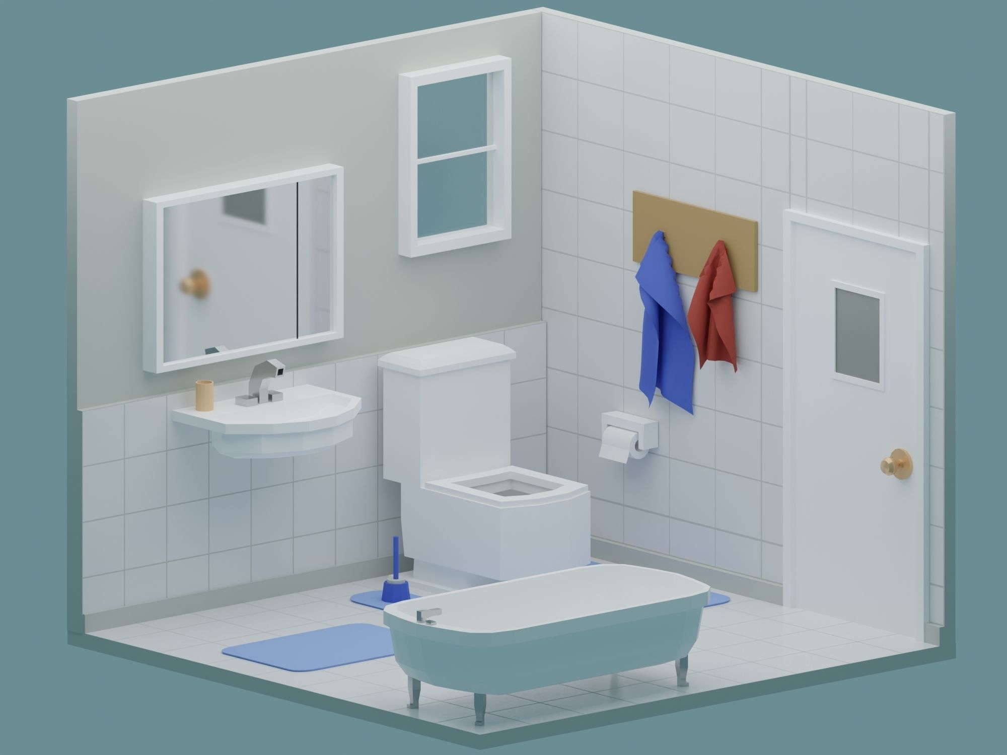 Big Low-Poly Rooms Pack - 20 Rooms 3D Model Collection_3