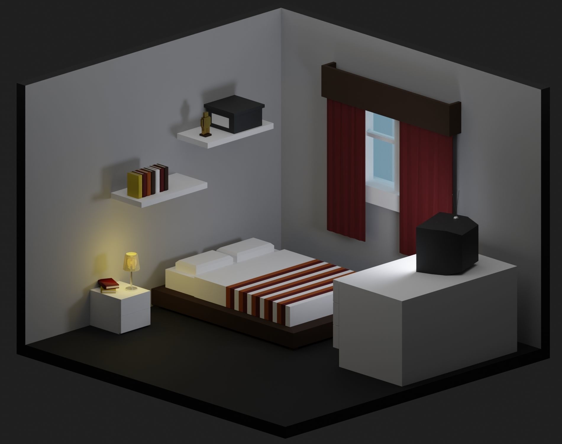 Big Low-Poly Rooms Pack - 20 Rooms 3D Model Collection_13