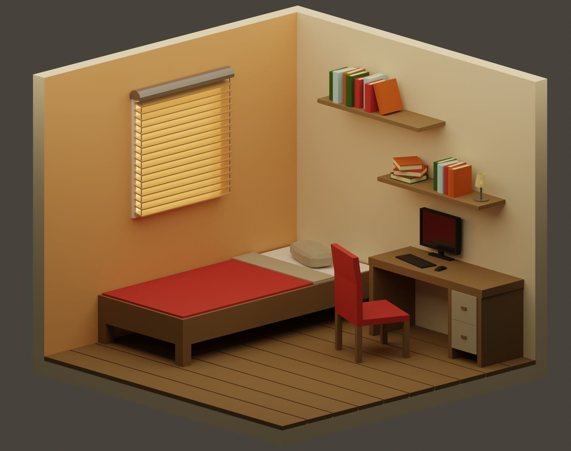 Big Low-Poly Rooms Pack - 20 Rooms 3D Model Collection_15