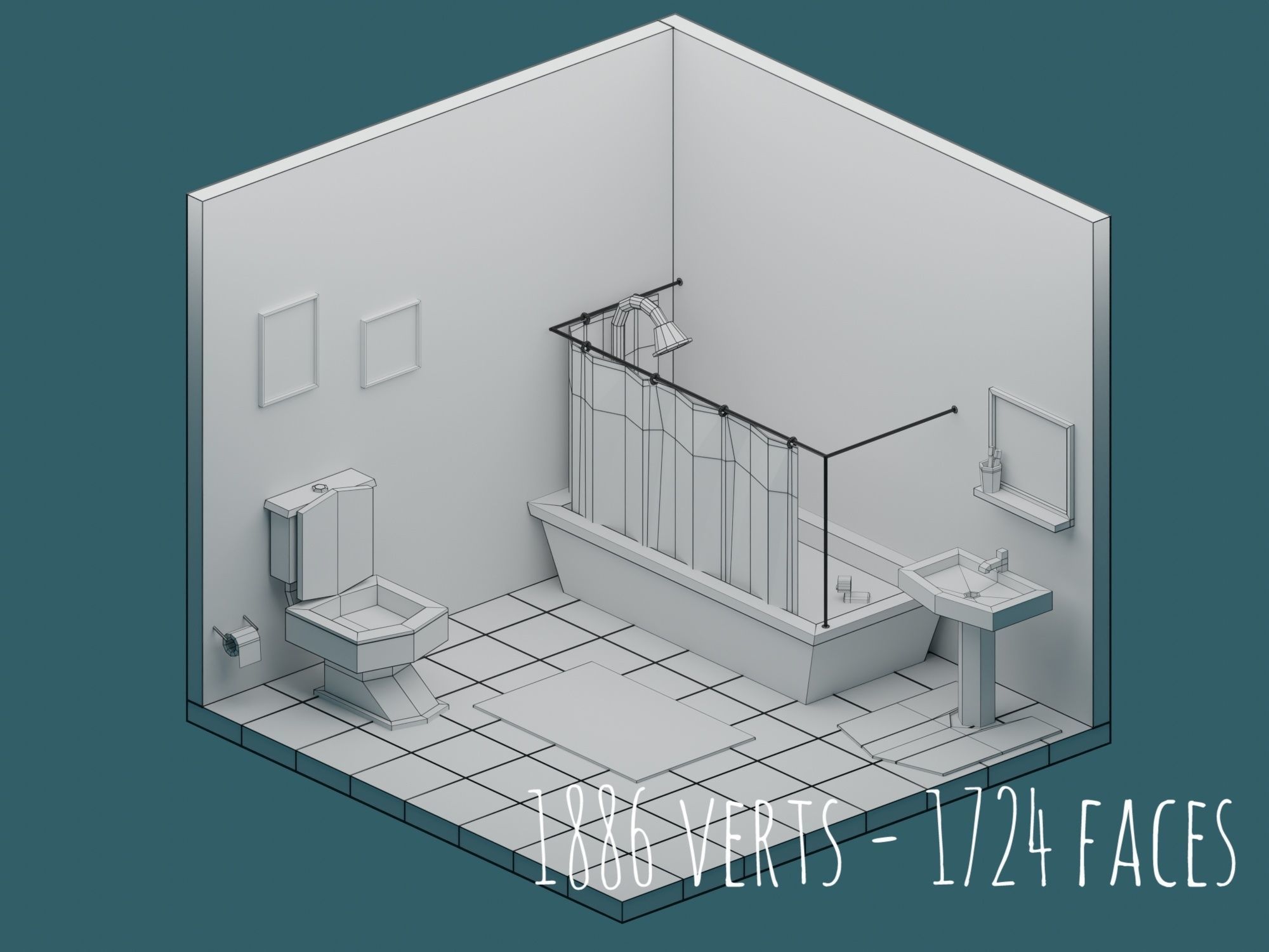 Big Low-Poly Rooms Pack - 20 Rooms 3D Model Collection_6