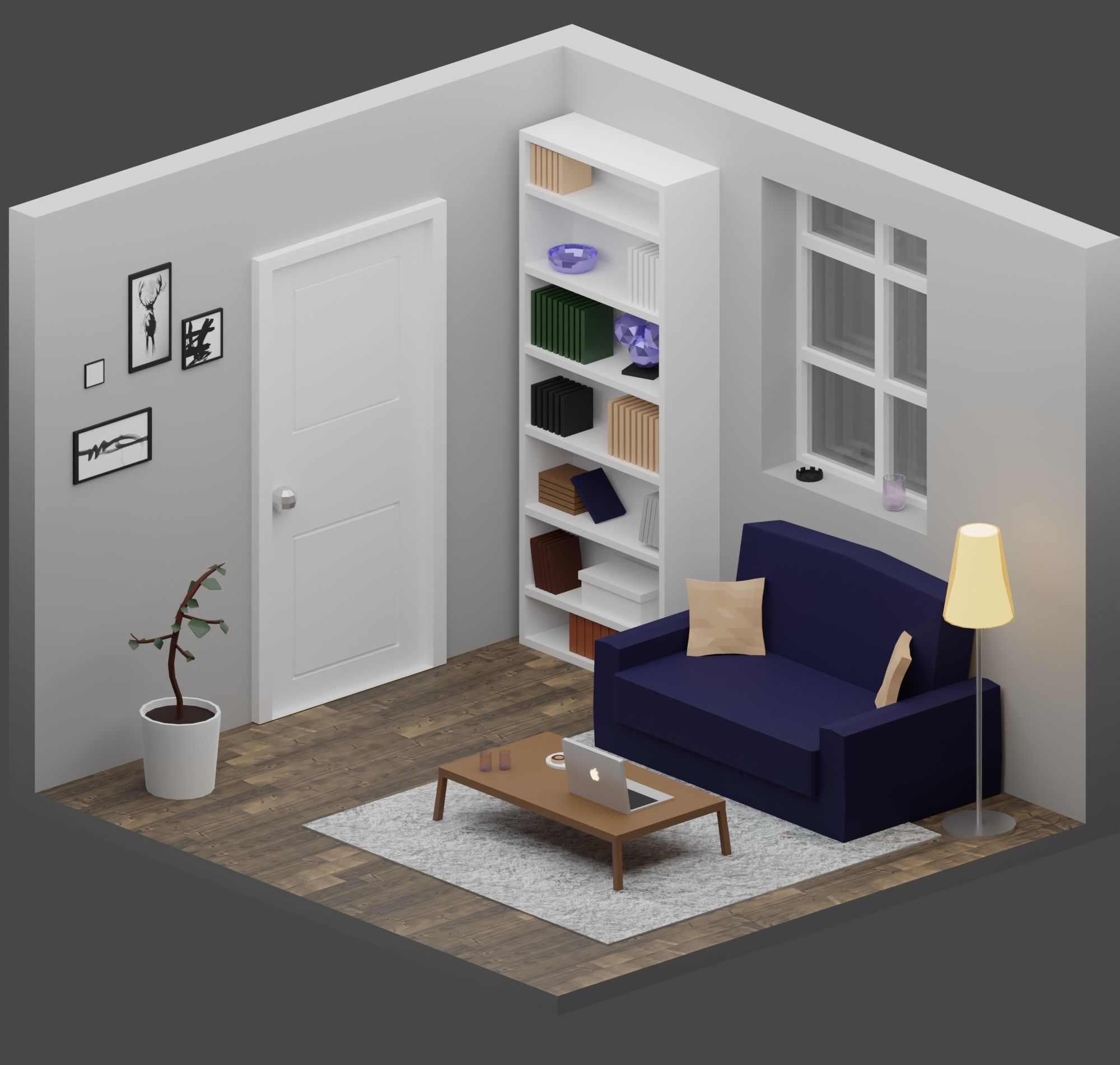 Big Low-Poly Rooms Pack - 20 Rooms 3D Model Collection_37