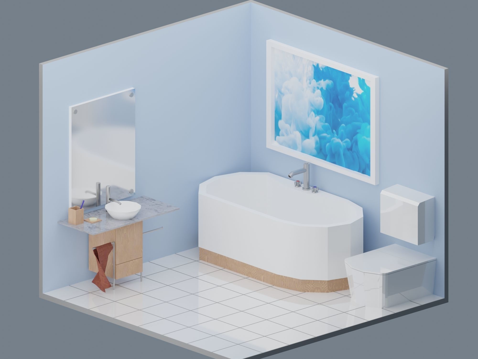Big Low-Poly Rooms Pack - 20 Rooms 3D Model Collection_9