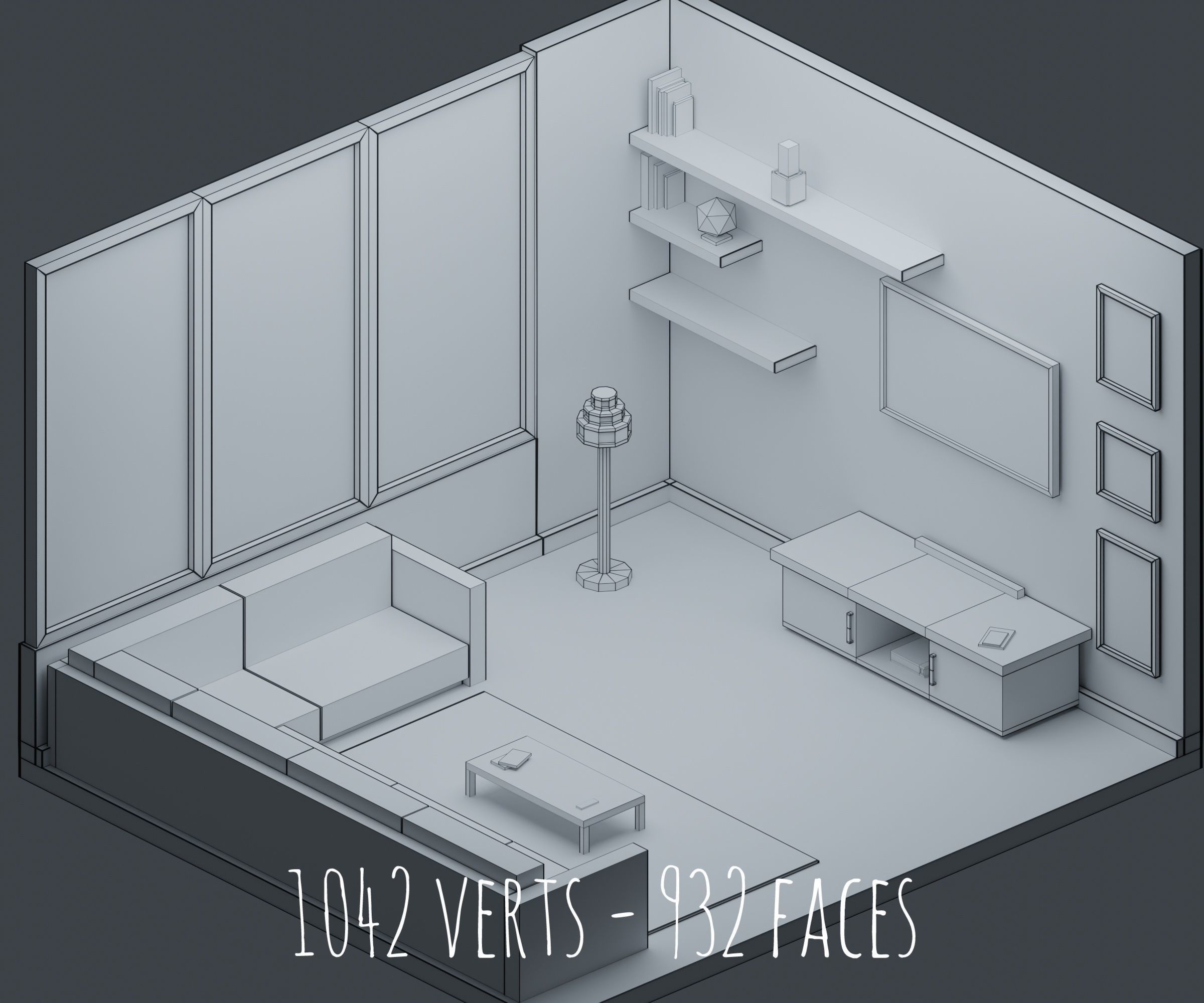 Big Low-Poly Rooms Pack - 20 Rooms 3D Model Collection_34