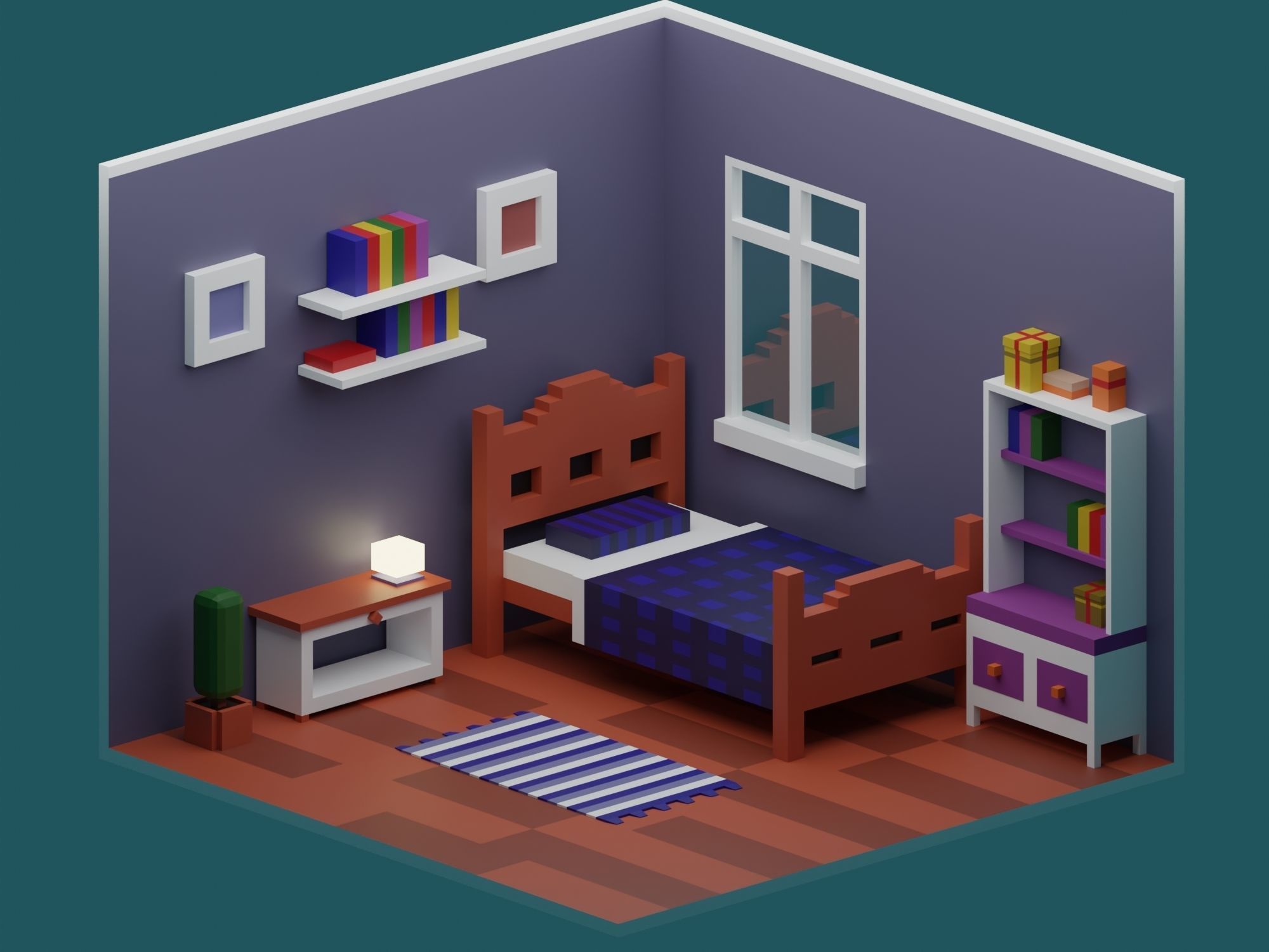 Big Low-Poly Rooms Pack - 20 Rooms 3D Model Collection_19