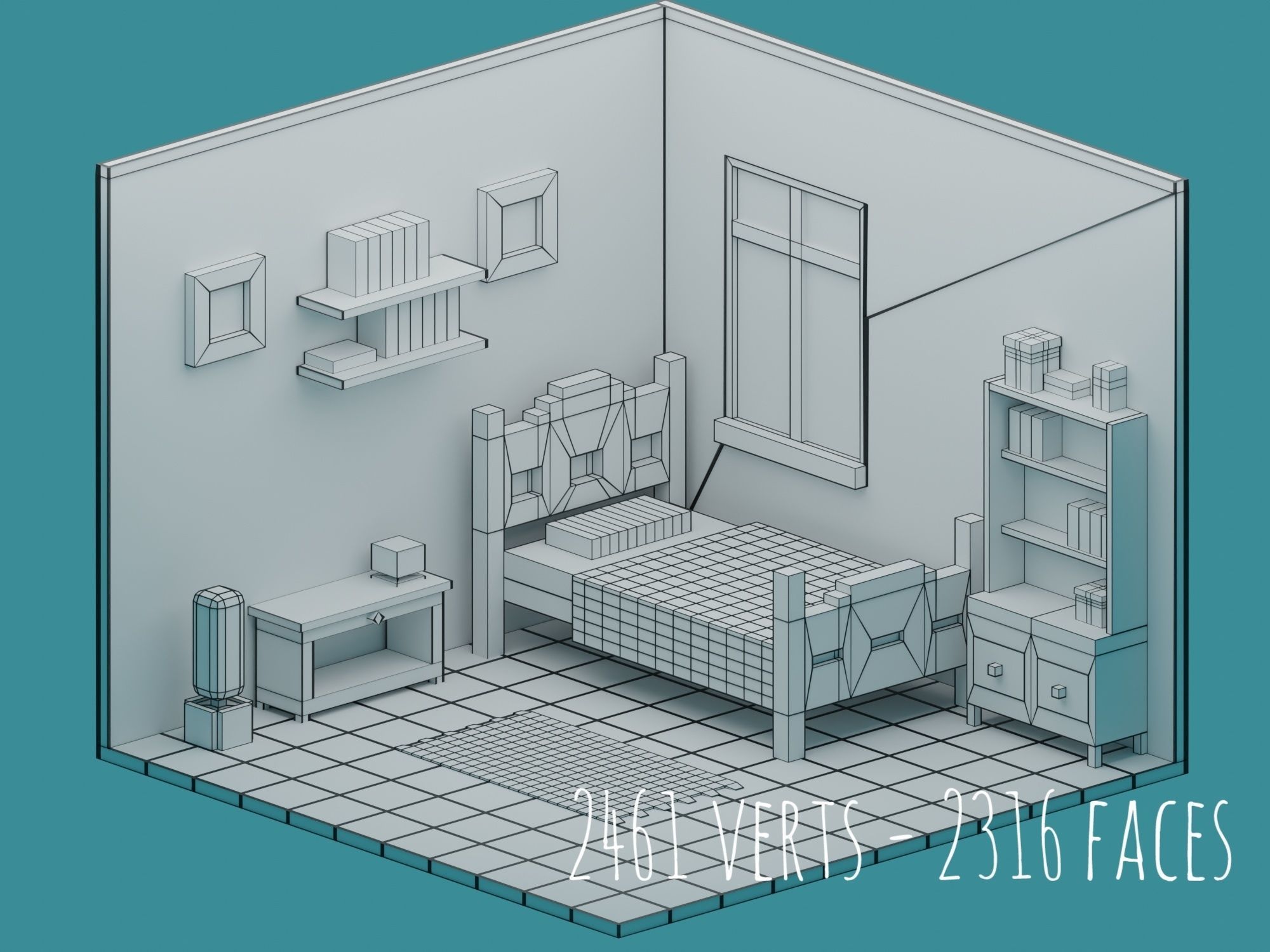 Big Low-Poly Rooms Pack - 20 Rooms 3D Model Collection_20