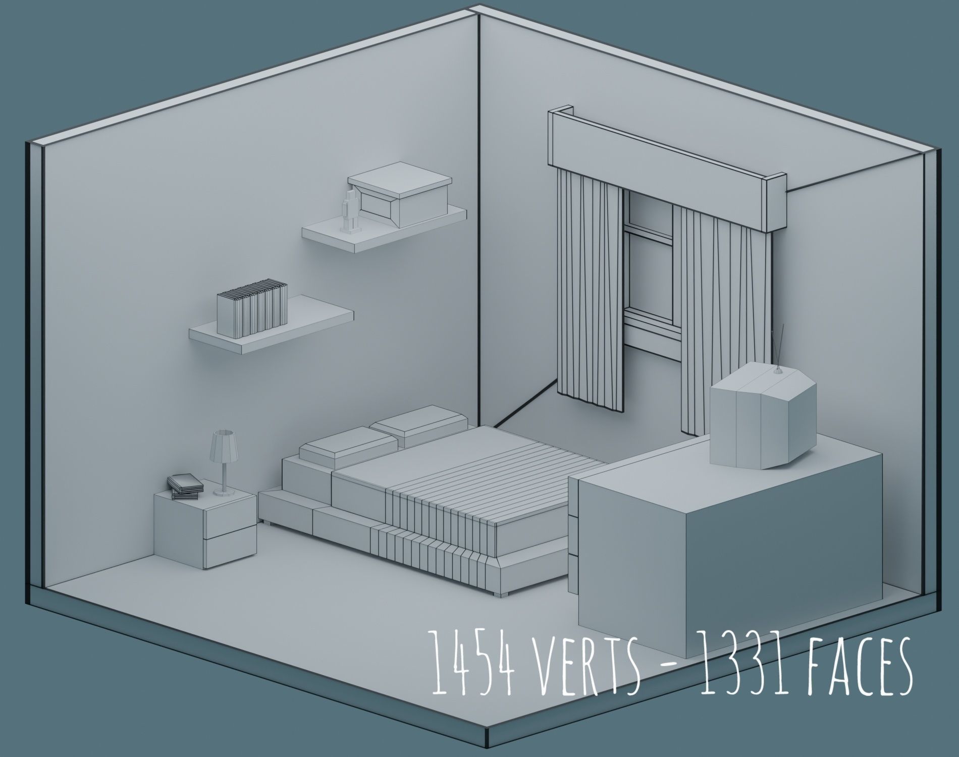 Big Low-Poly Rooms Pack - 20 Rooms 3D Model Collection_14
