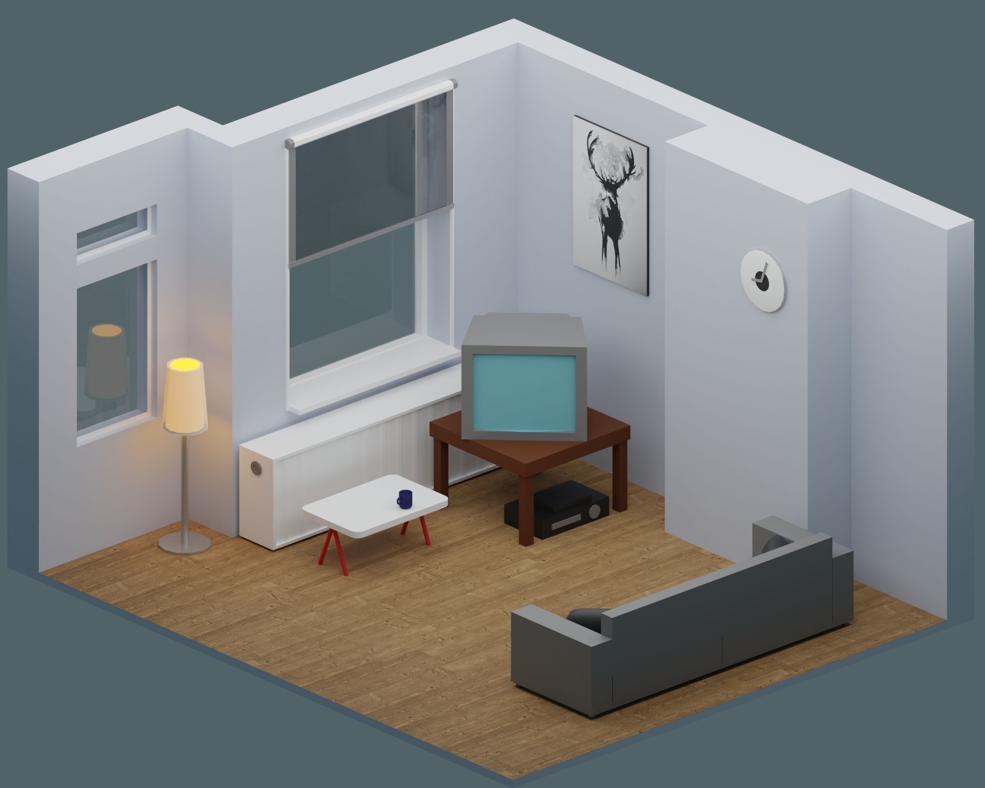 Big Low-Poly Rooms Pack - 20 Rooms 3D Model Collection_41