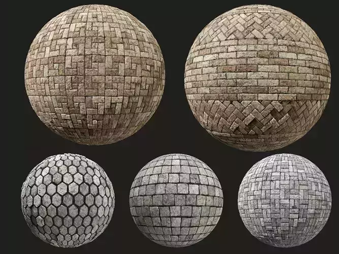 5 stone paving sbsar and 4k textures