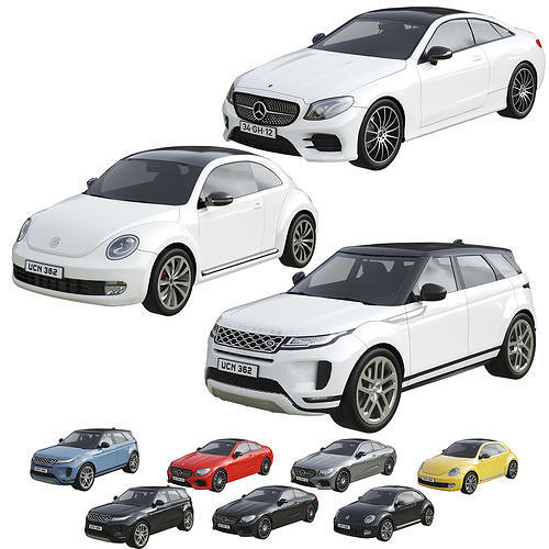 Low Poly Cars Set 3D model