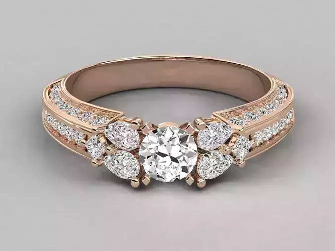 Women solitaire ring 3dm stl render detail 