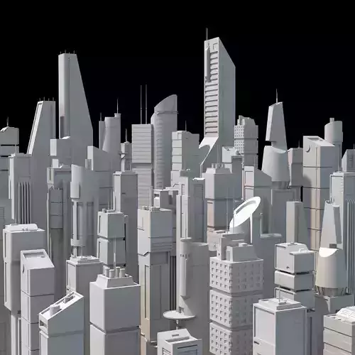 Skyscrapers SciFi - Low Poly - Kitbash City Low-poly 3D model Skyscrapers SciFi - Low Poly - Kitbash City Low-poly 3D model