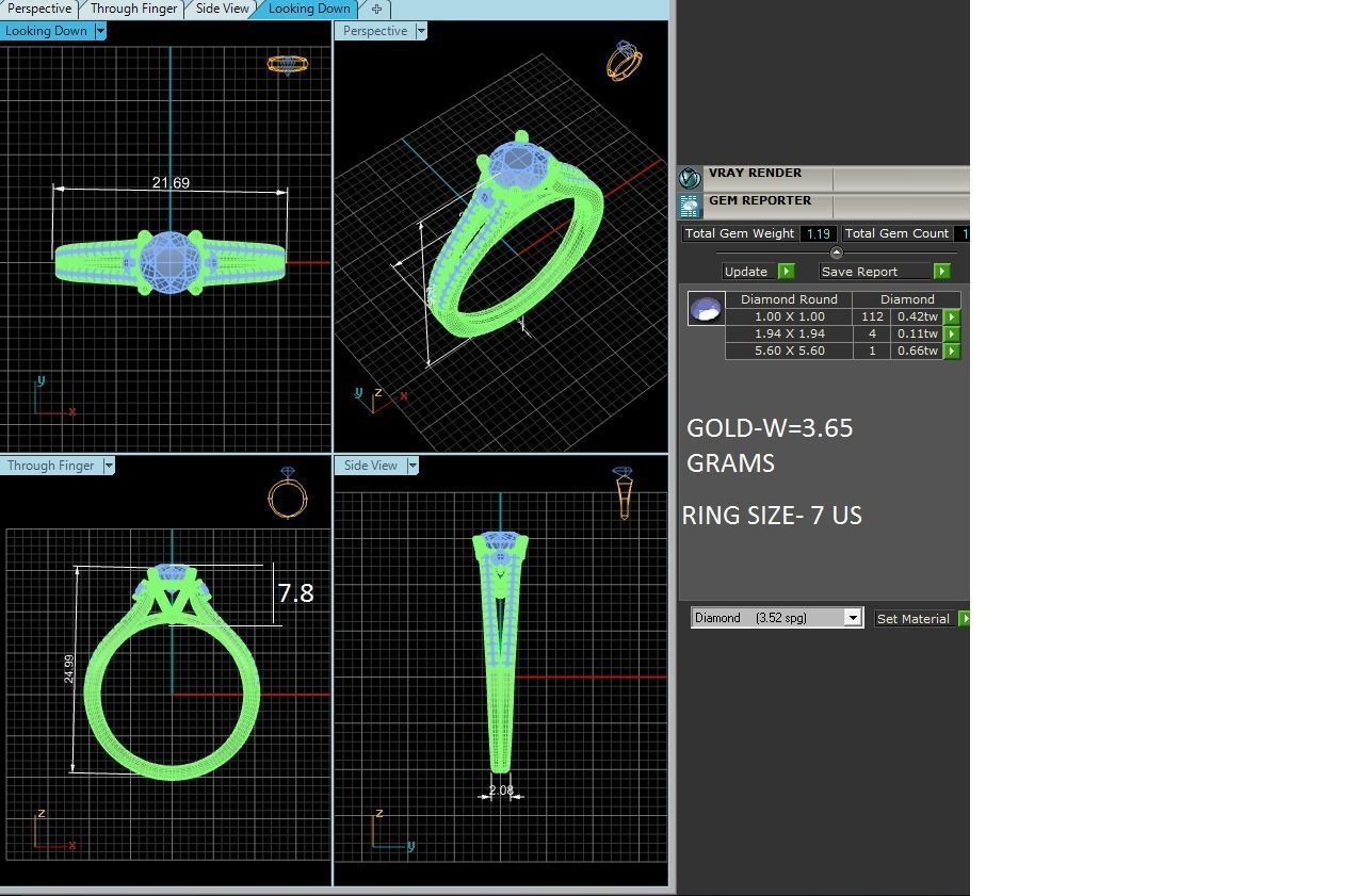 Women solitaire ring 3dm stl render detail 3D print model_10