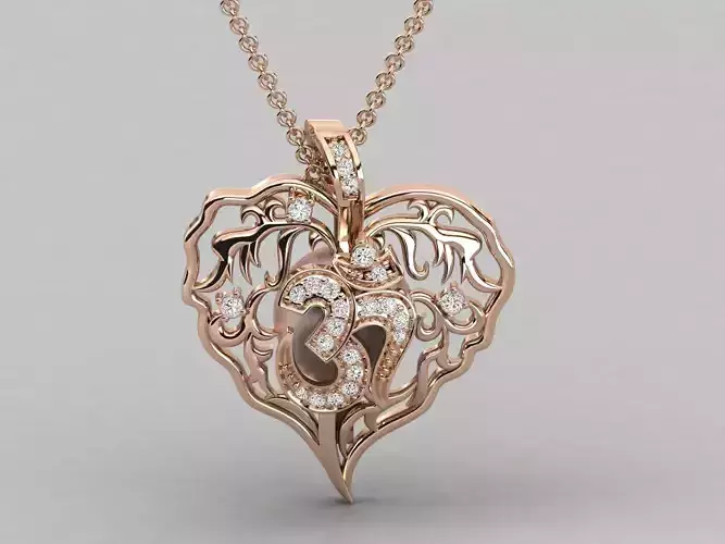 Religious heart pendant 3dm stl render detail 3D print model