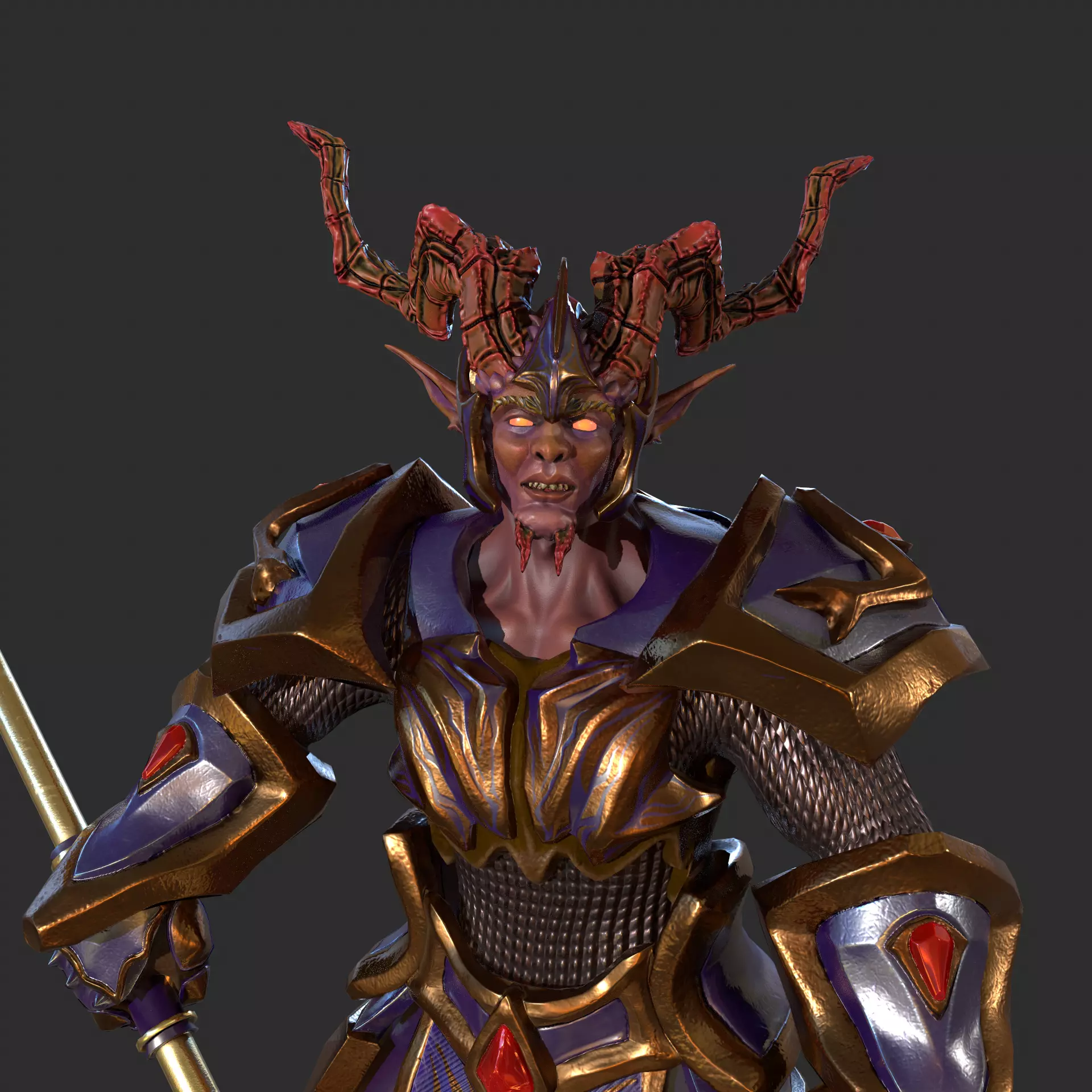 Internet Http Demon Model 3D model Demon - Game Ready Low-poly 3D model with horns VR / AR / low ...