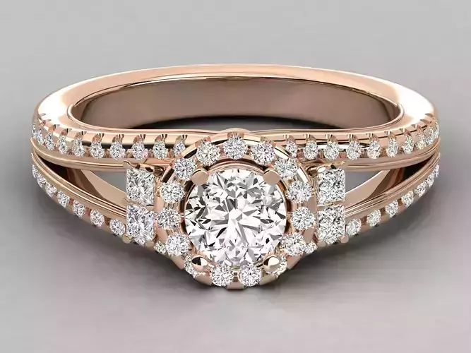 Women solitaire ring 3dm stl render detail 