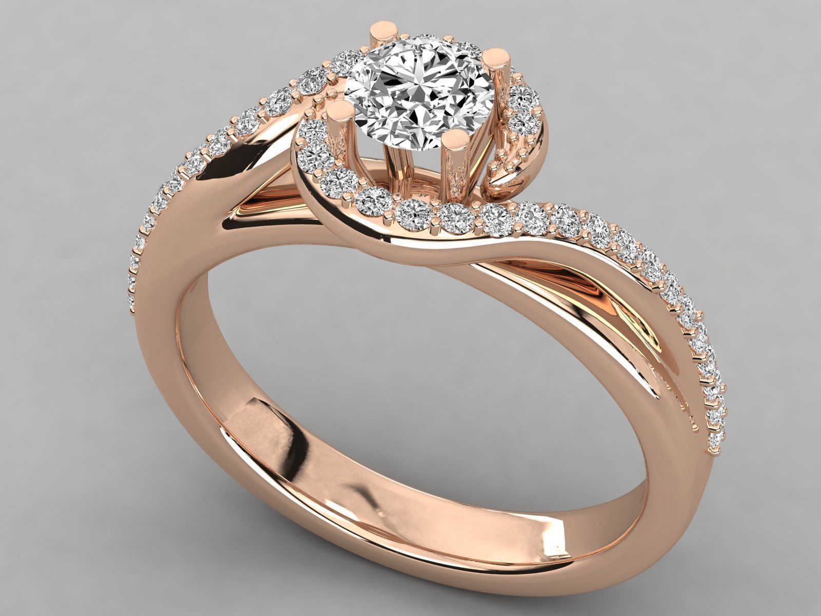 Women solitaire ring 3dm stl render detail 3D print model_2