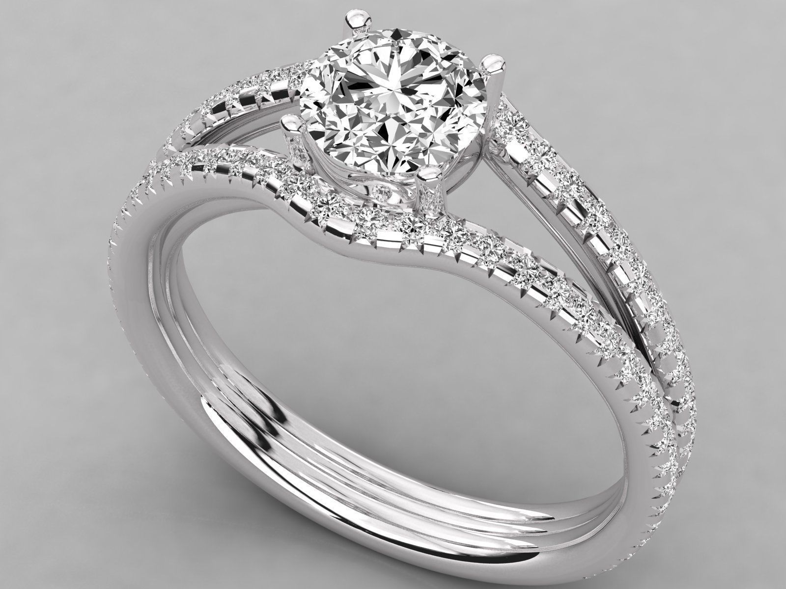 Women solitaire ring 3dm stl render detail  3D print model_6