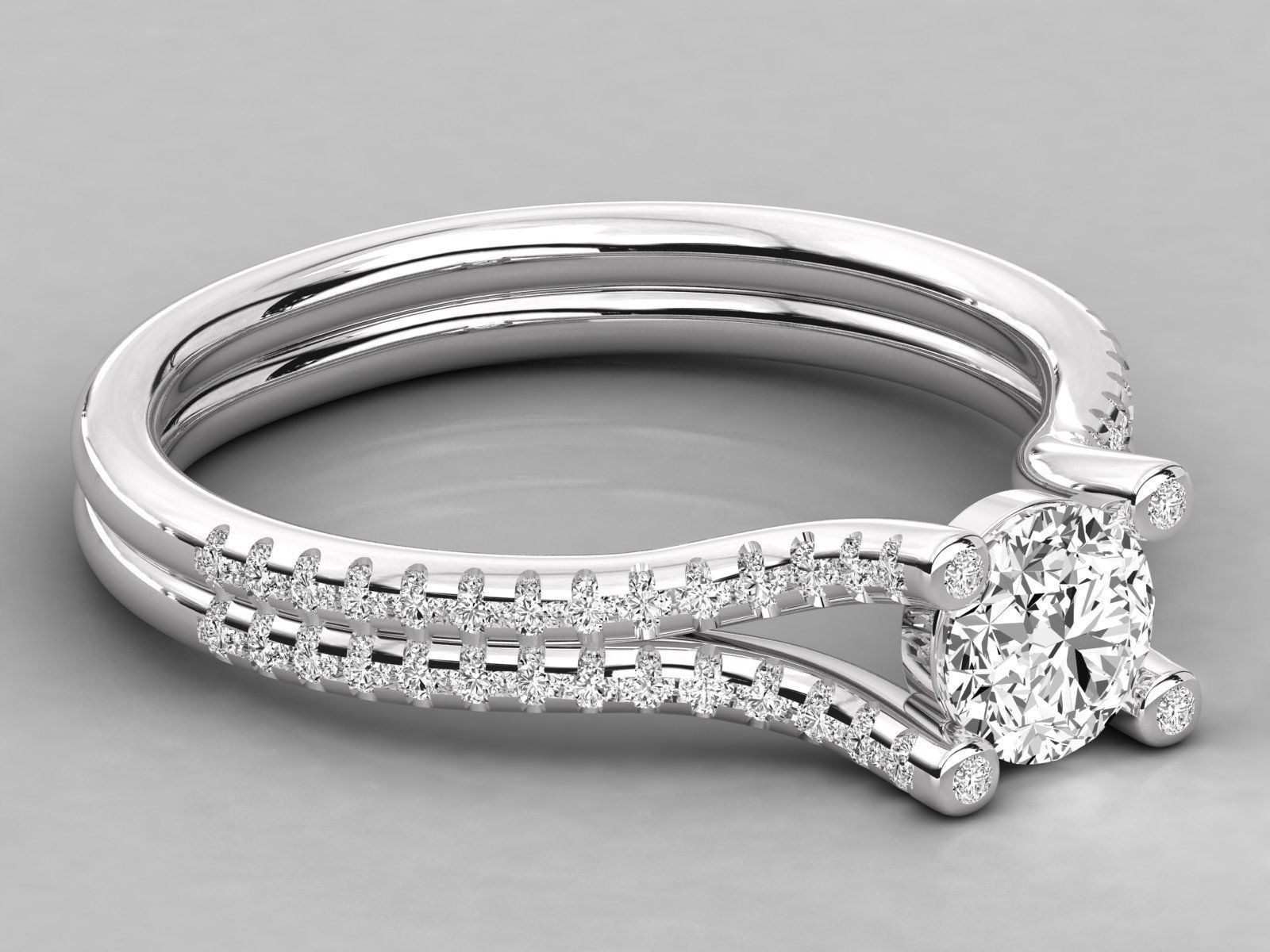 Women solitaire ring 3dm stl render detail  3D print model_5