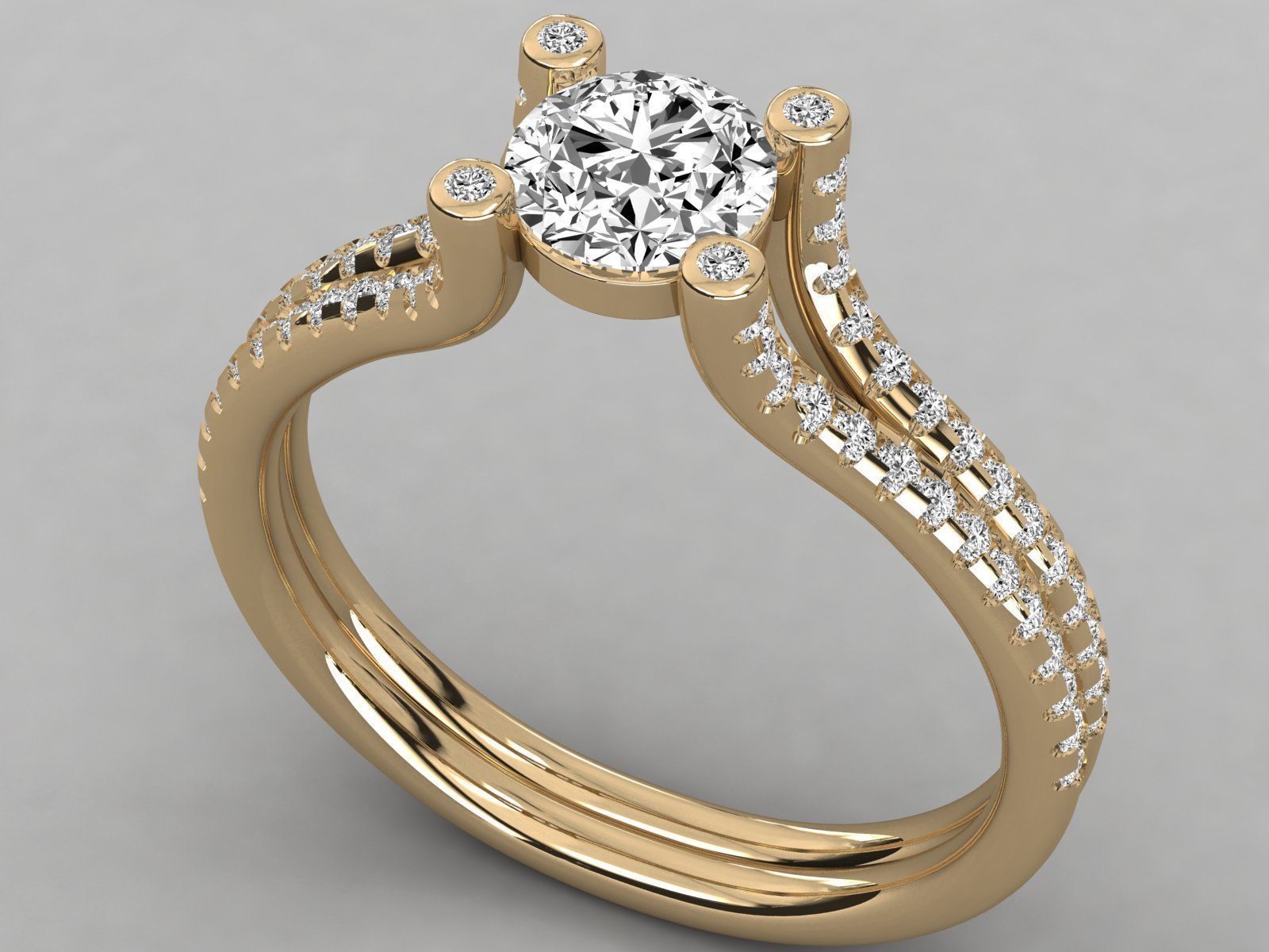 Women solitaire ring 3dm stl render detail  3D print model_9